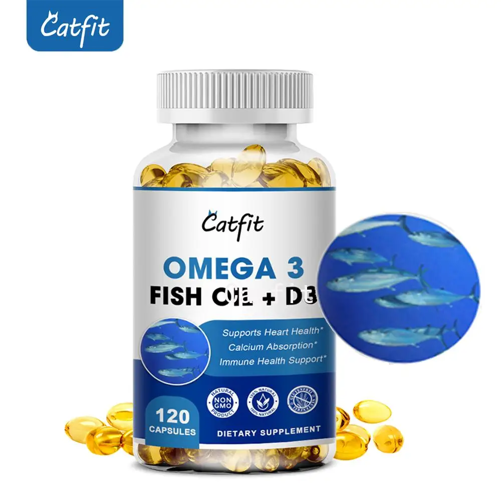 Catfit Organic DeepSea Fish Oil Omega3(EPA & DHA)&Vitamin D3 Cardiovascular and Cerebrovascular Repair Brain & Skin Health