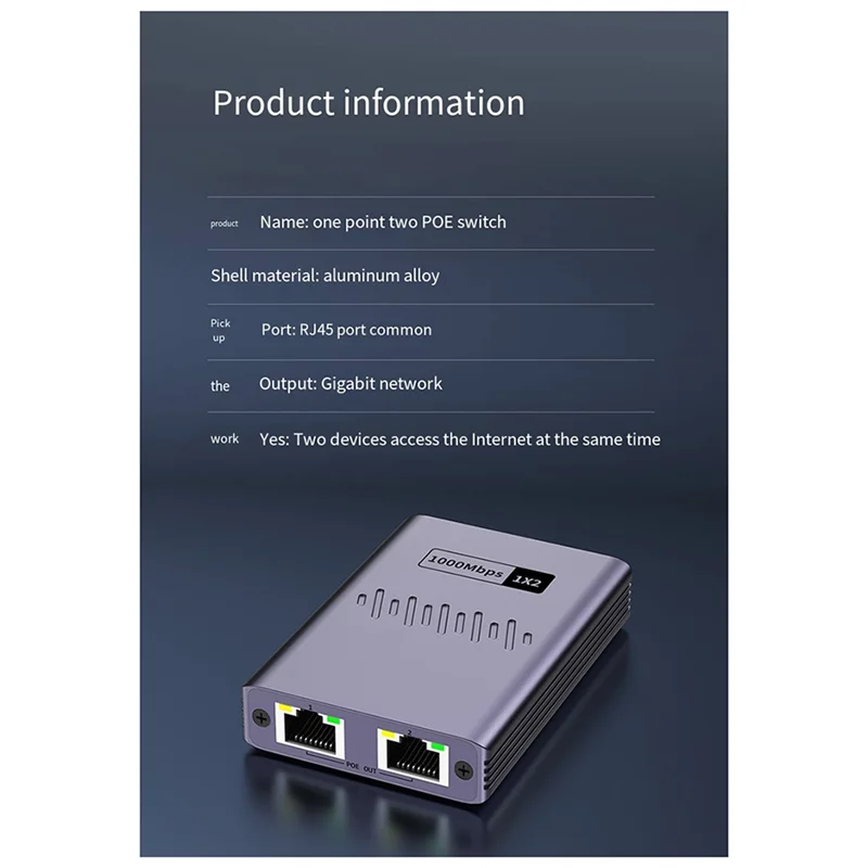 POE Network Cable Splitter 1 To 2 Gigabit Network Splitter Simultaneous Network Three-Way Transfer Network Switch-AAAE