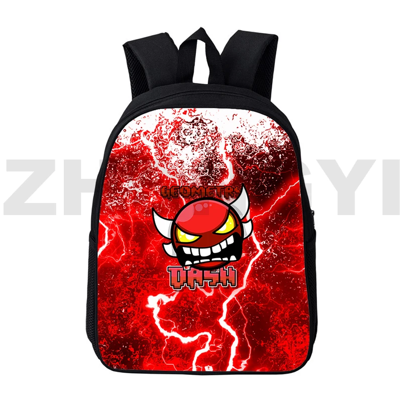 Angry Geometry Dash School Backpack Students Waterproof School Bags for Girls Canvas Book Bag 16 Inch Urban Laptop Knapsack