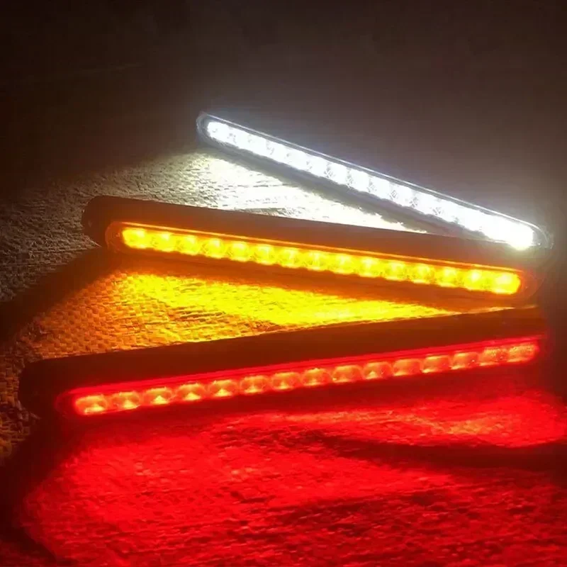 12V/24V LED Tail Light Strips, Multi-Function Brake Turn Signal Stop Warning Parking Lamps for Rear Windscreen & Side