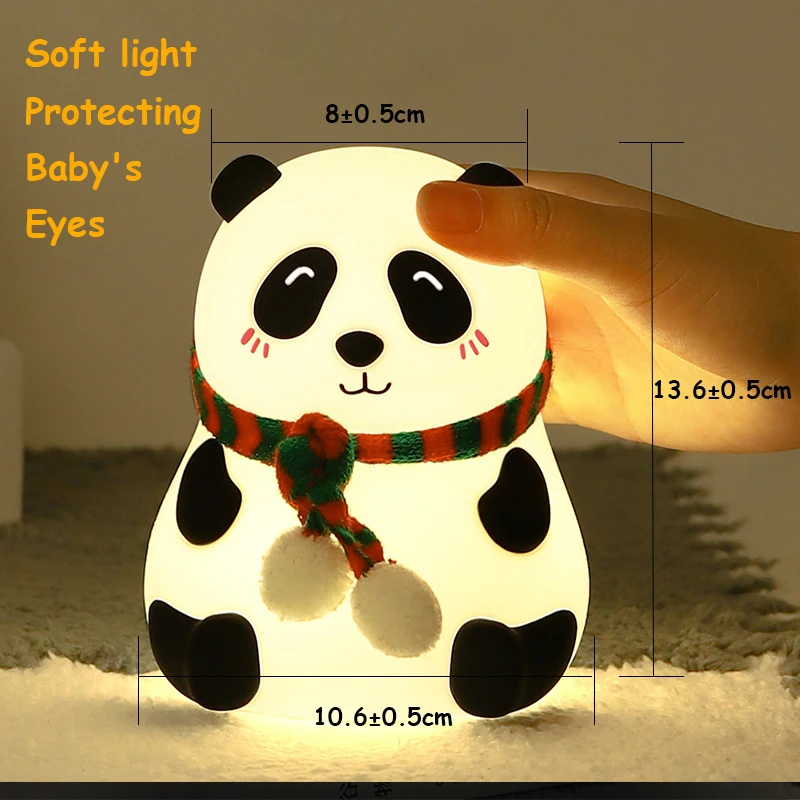 LED Panda Silicone Lamp Rechargeable Eye Protection Lamp Pat Night lights Dimming Sleep Bedside Lamp Birthday Gift Bedroom Decor