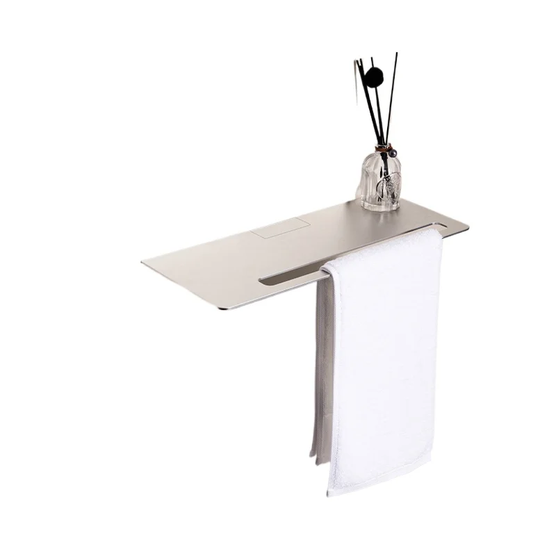 

Towel Rack Shelf Toilet No Punching Minimalist Space Aluminum