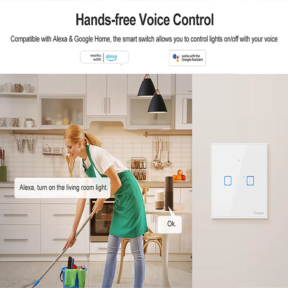 Sonoff TX T0 EU UK US 1/2/3GANG WiFi สวิตช์สัมผัสผนังอัจฉริยะสมาร์ทโฮมควบคุมรีโมทแอปทำงานร่วมกับ Alexa Google Home
