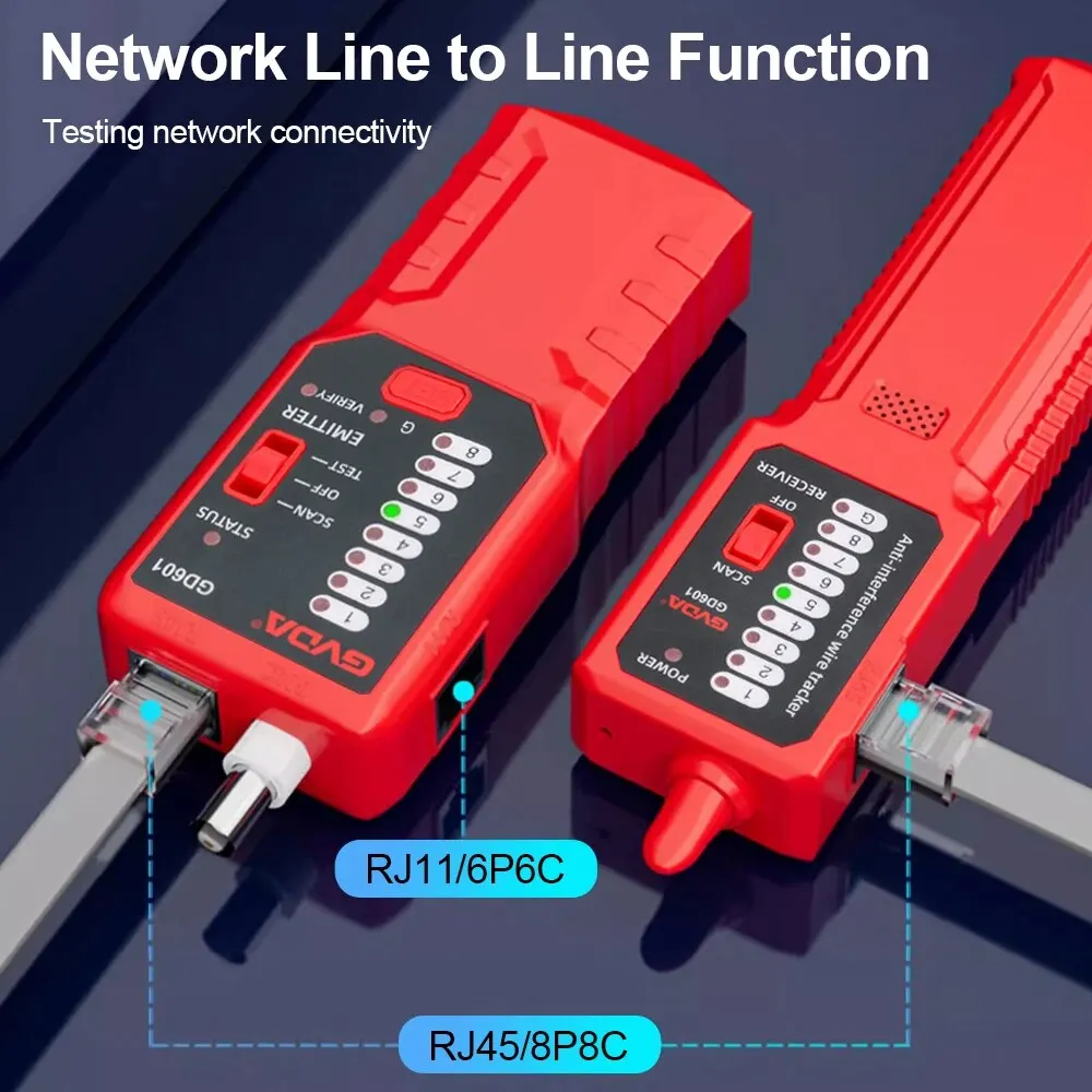 GVDA Network Cable Tester Wire Tracker Multifunctional Line Finder Anti-Interference Networking Repair Multimeter Line Detector