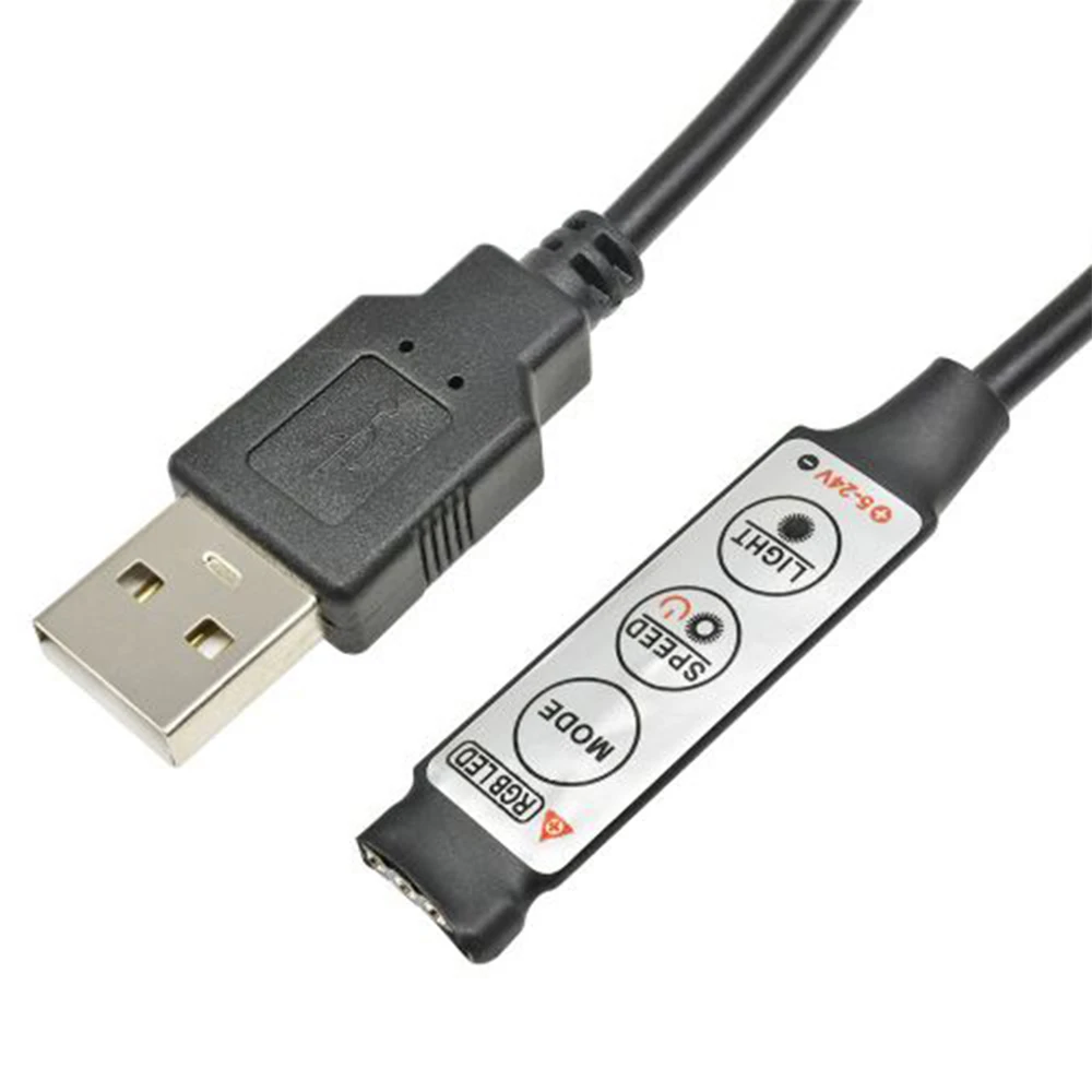 RGB Controller 5V USB Connector Cable 4pin Line Dimmer 3 Keys for 5V 5050 2835 RGB LED Strip Ribbon TV Backlight Light