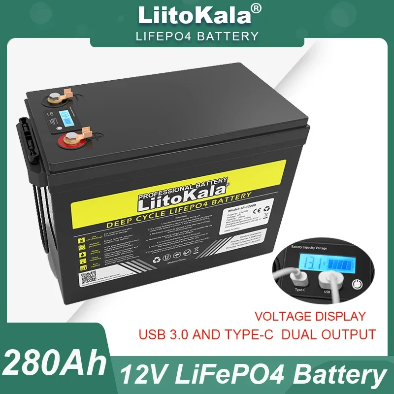 Imagem -06 - Bateria 12v 200ah 280ah 310ah 12.8v Bms Campistas rv Carrinho de Golfe Baterias Off-road Vento Solar sem Imposto Liitokala-lifepo4