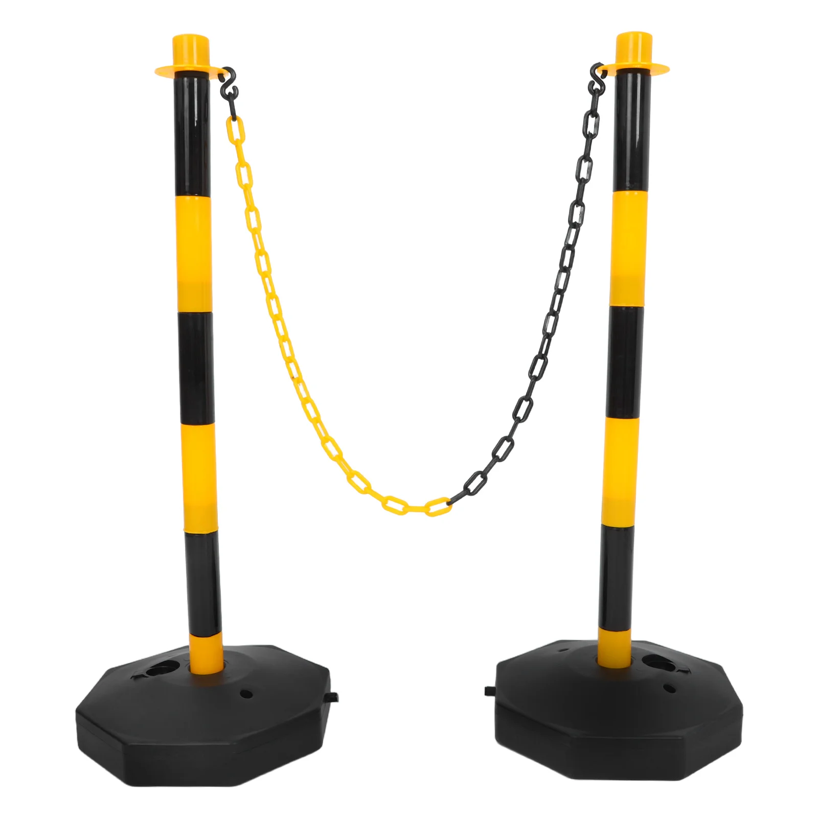 1 Juego de postes de tráfico de bolardo de carretera, barrera de seguridad de plástico portátil, Base rellenable, estacionamientos, sitios de construcción, tráfico de seguridad