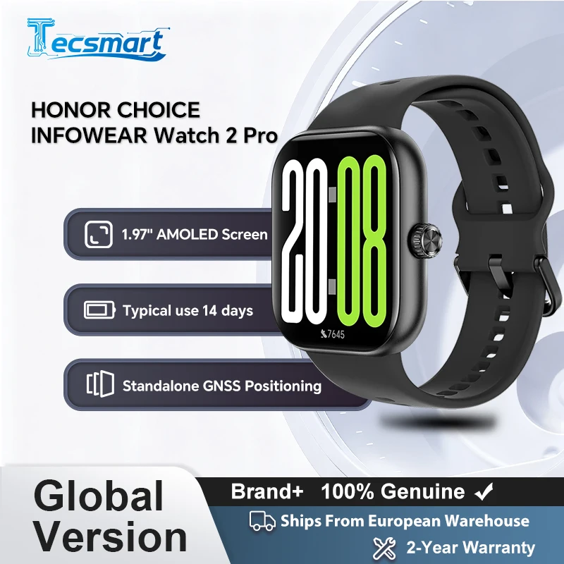 HONOR CHOICE Watch 2 Pro, Globale Version Smartwatch, 1,97 Zoll AMOLED-Display mit dünnem Rahmen, HONOR CHOICE INFOWEAR Watch 2 Pro