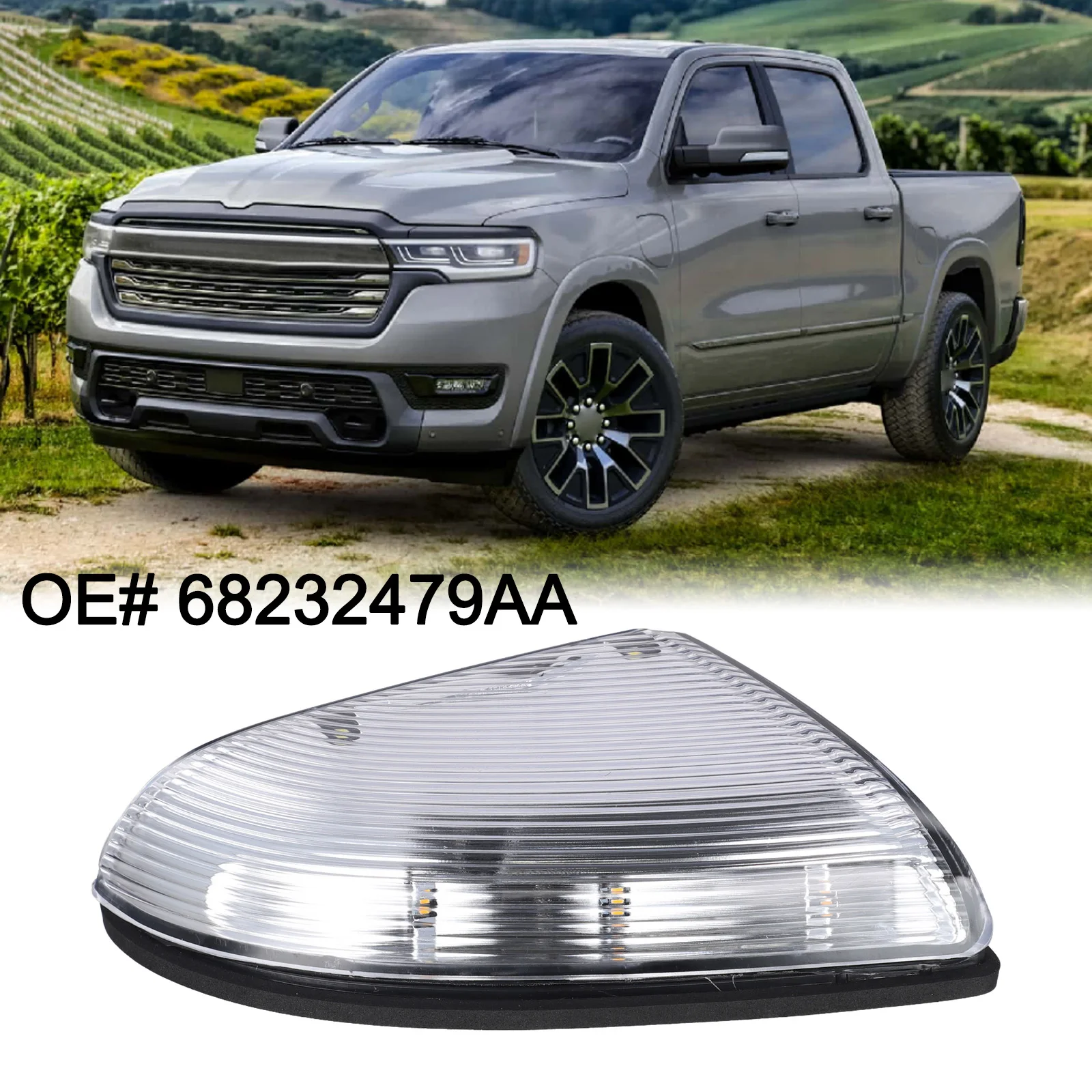 

68232479AA Signal Light Driver Side Mirror Light Car Repair Automotive Replacement Part Transparent Color Yellow Light Color