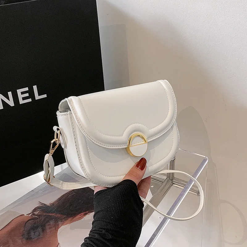 Saddle Bags for Women 2024 Trend Shoulder Bag Pu Leather Crossbody Bag Solid Color Luxury Design Flap Messenger Fashion Handbag