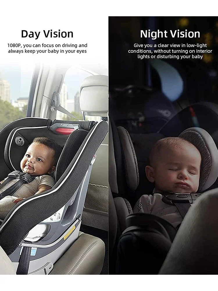 4.3 Inch HD Baby Car Mirror 150 Wide View 8LED IR Night Vision Back Seat Baby Car Camera Folding Screen Headrest Monitor Display