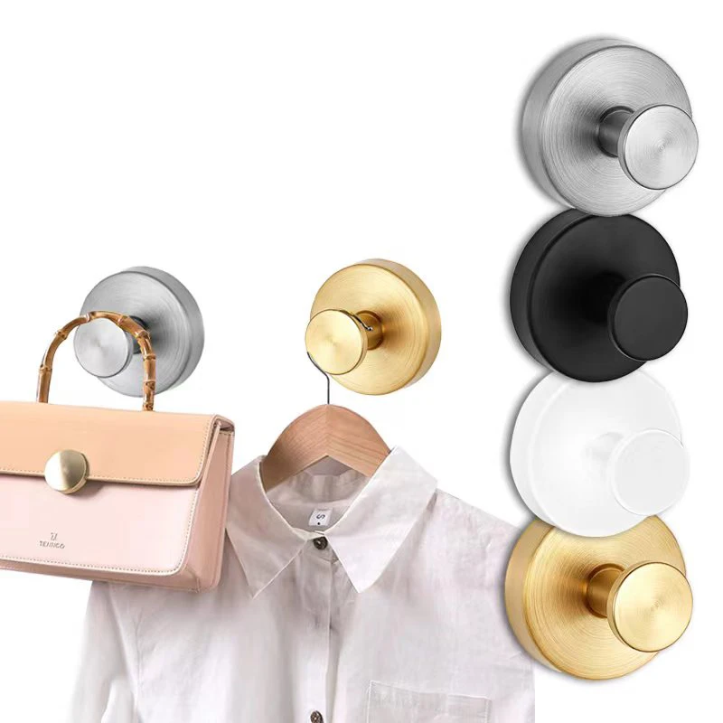 Metal Suction Cup Hook Strong Vacuum Bathroom Suction Cup Hooks Waterproof Towel Holder Stainless Steel Reusable Wall Hanger