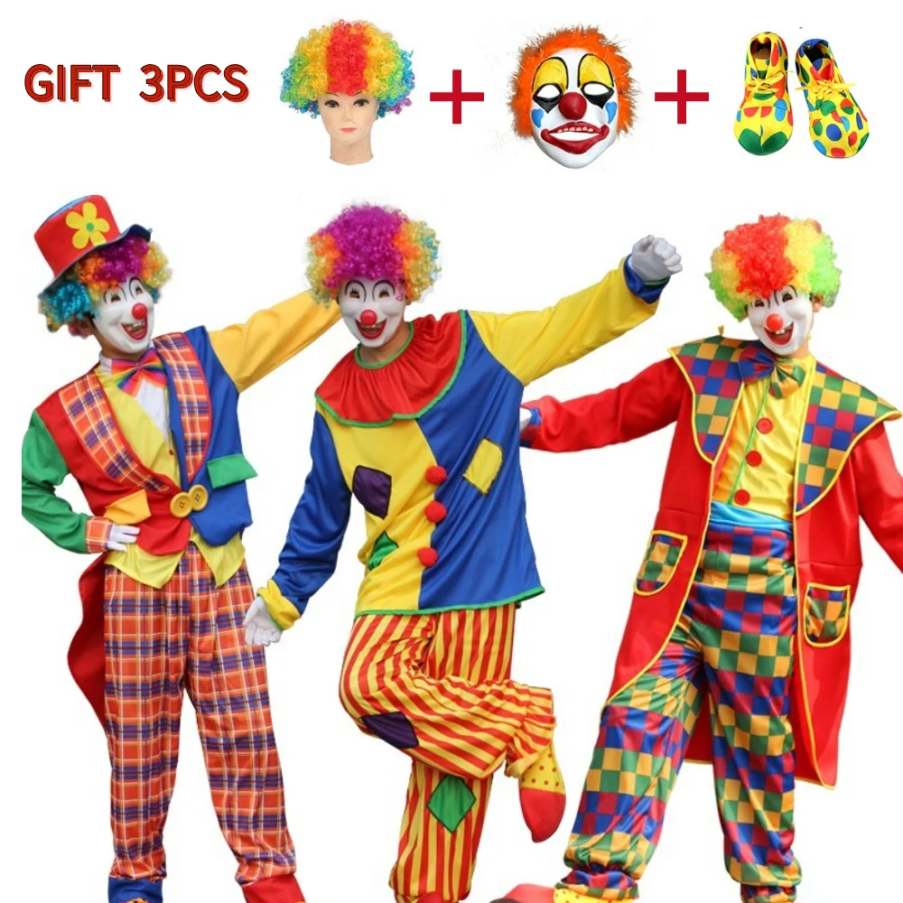 Clown Joker Cosplay Costumes Anime Figure Halloween Costumes Role Playing Clothing Suit Mask Uniform Wig