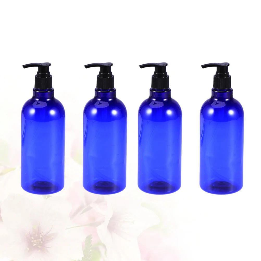

4pcs Empty Pump Bottles Refillable Travel Containers For Shampoo Lotion Cream 500Ml Blue Reusable Plastic Bottles For