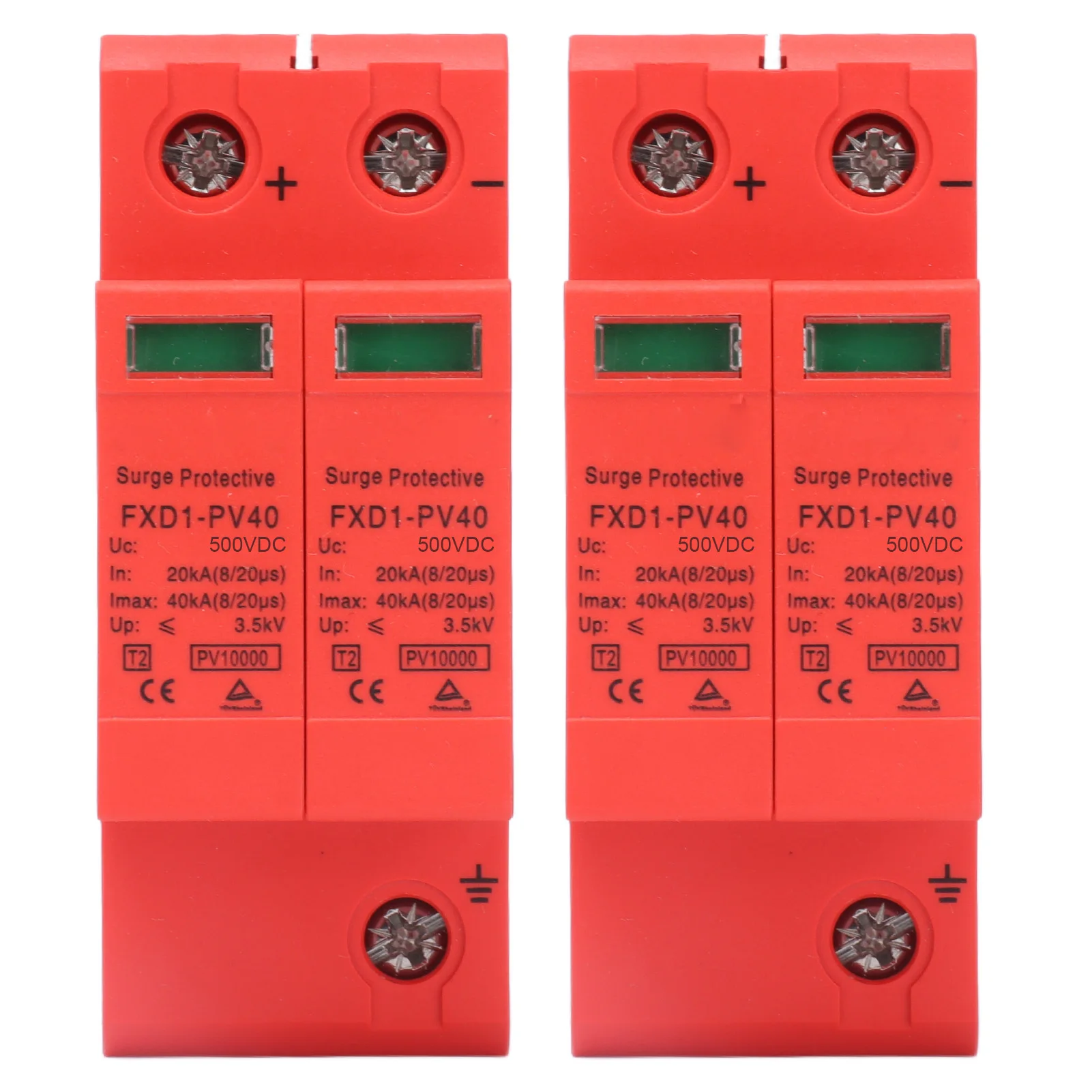 ZK30 2Pcs Surge Protective Devices DC Photovoltaic Arrester 2P 40KA with Remote Signal FXD1‑PV40500V