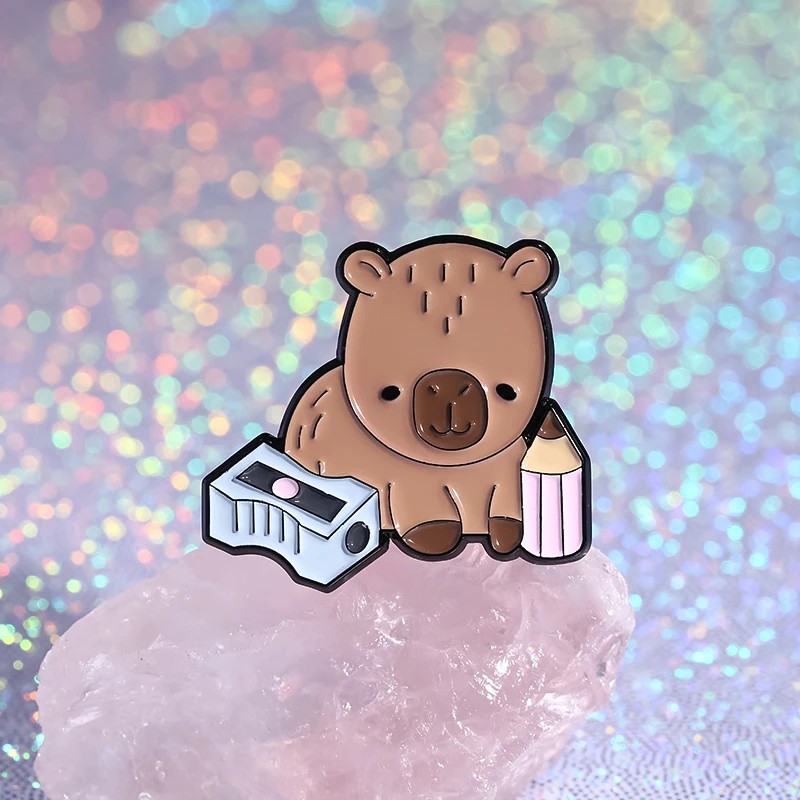 لطيف كابيبارا المينا دبابيس موضوع مخصص الطلاب الرياضيات دبابيس التلبيب شارات الملابس مجوهرات بأشكال حيوانات هدية للأطفال الأصدقاء #6