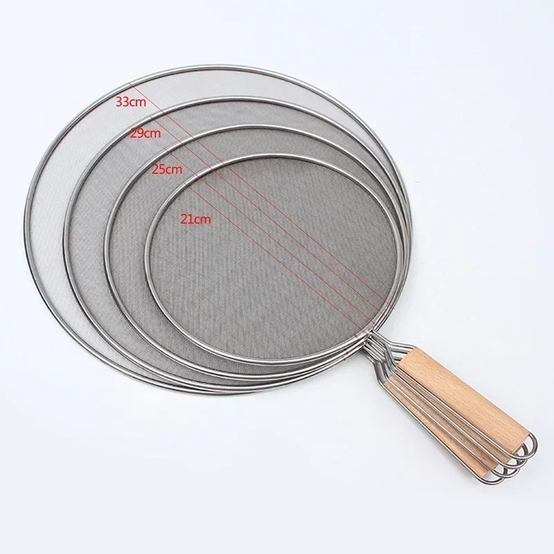 1Pcs Hot Sale 21cm/25cm/29cm/33cm Stainless Steel Splatter Screen Mesh Pot Lid Cover Silver Oil Frying Pan Lid Cooking Tools