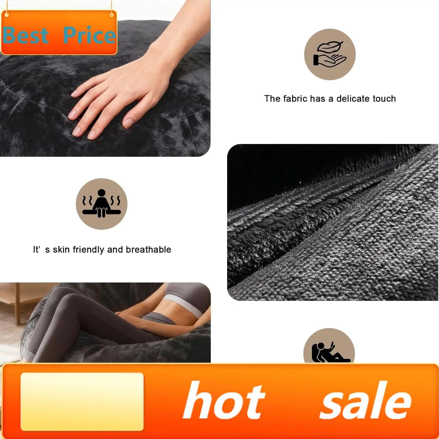 hot-sellingGiant Beanbag Chair,5FT Bean Bag Chairs for Adults with Filler, Reading Chair Cloud Boneless Couches for Living Room