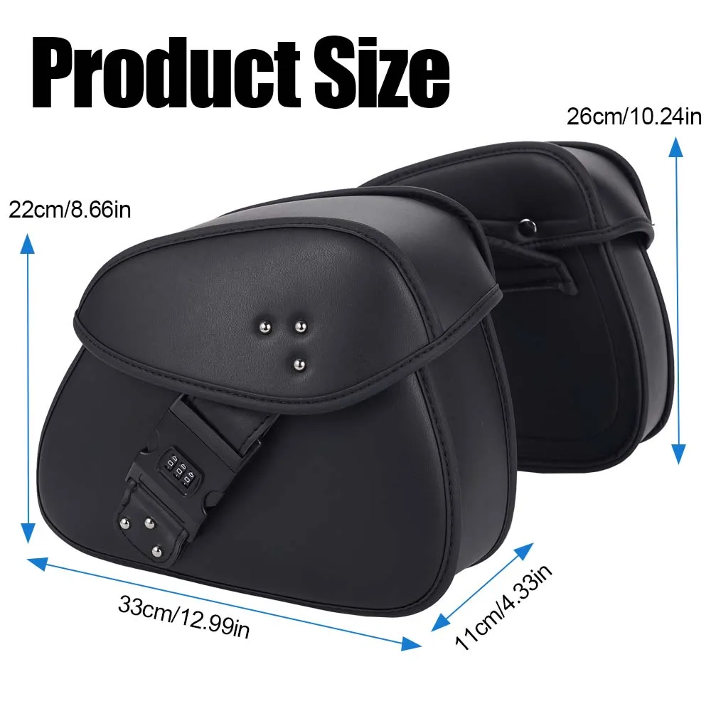 

PU Leather Motorcycle Saddlebags Waterproof Motorbike Side Saddle Bags Password Lock Universal for Harley Suzuki Kawasaki Yamaha