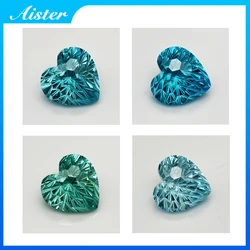 New Aquamarine/Green/Paraiba Blue 6x6mm Heart Pyrotechnic Cut Cubic Zirconia Stones Loose Gemstone for Jewelry Making