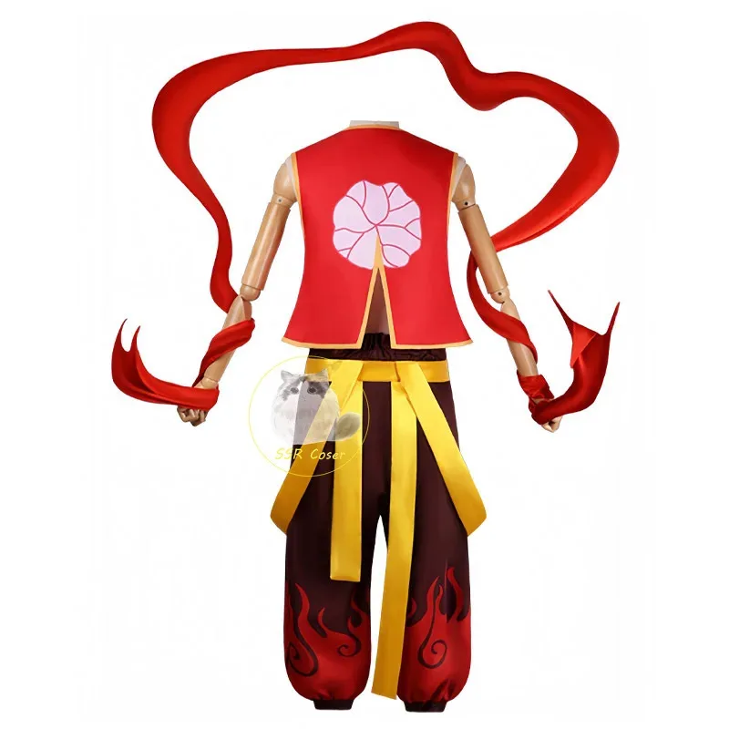 

aaa12 3Movie Nezha Birth of The Demon Child Cosplay Costume Red Top Outfits Ribbon Halloween Performance Cos Costu