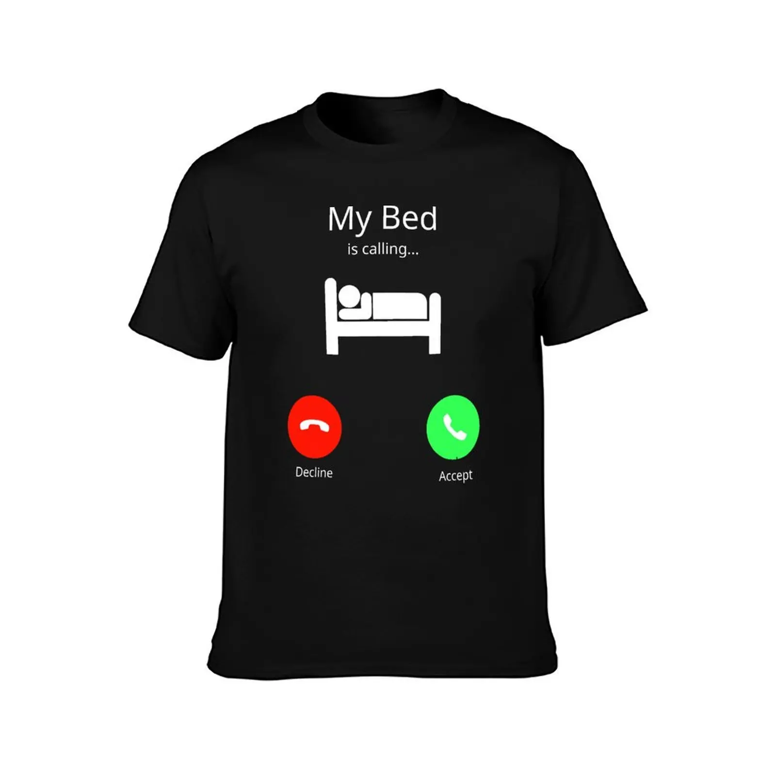 My Bed is Calling Phone Screen T-Shirt Summer Casual Cotton Tee Oversized Streetwear Tops Vintage Graphic Print 100% Cotton
