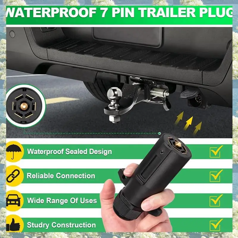 Новая 7-контактная вилка прицепа, водонепроницаемая, круглая 7-контактная вилка прицепа в стиле RV, съемный 7-контактный разъем прицепа, адаптер, штекерный конец