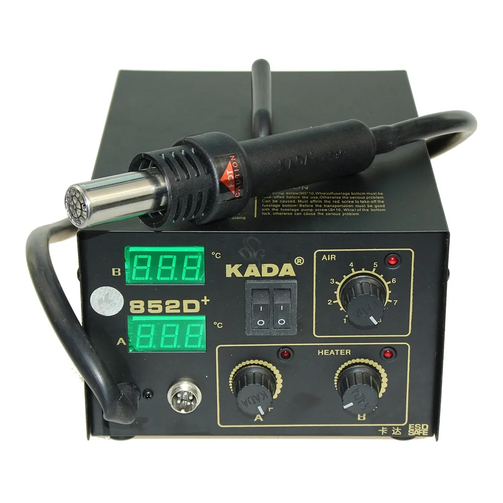 Экономичная паяльная станция KADA 852D+ SMT 220В/110В с термофеном и насосом для подачи припоя для пайки SMD-компонентов в различных отраслях промышленности