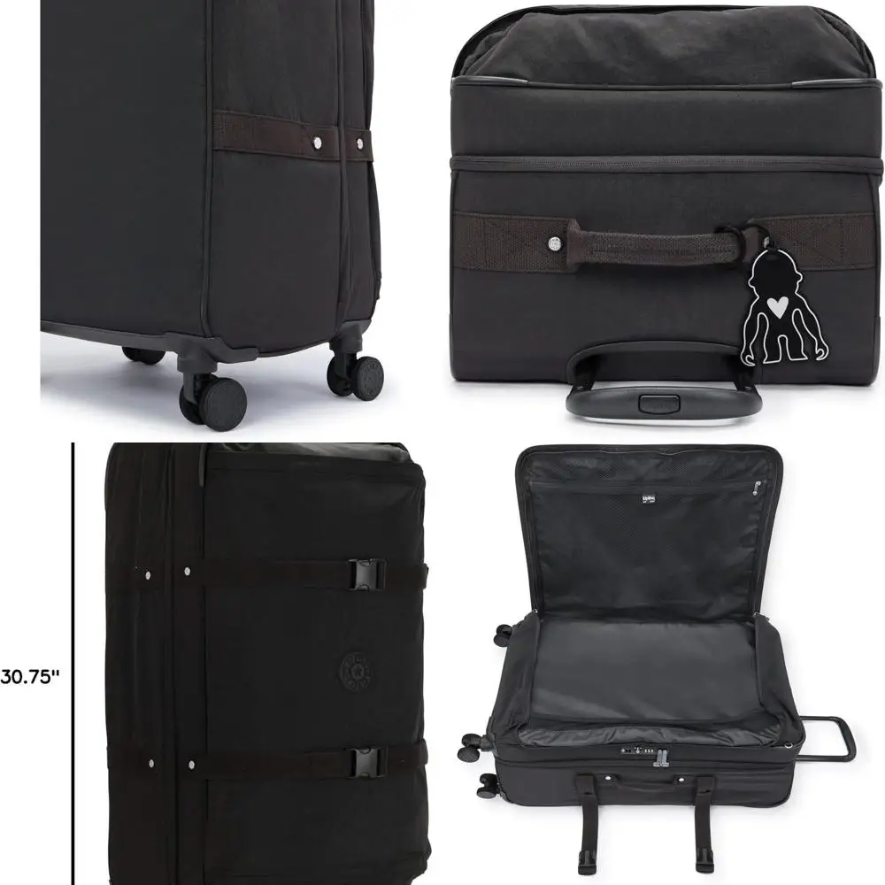 Maleta giratoria de lado blando grande espontánea Kipling con cerradura TSA, negro Noir, KI4193