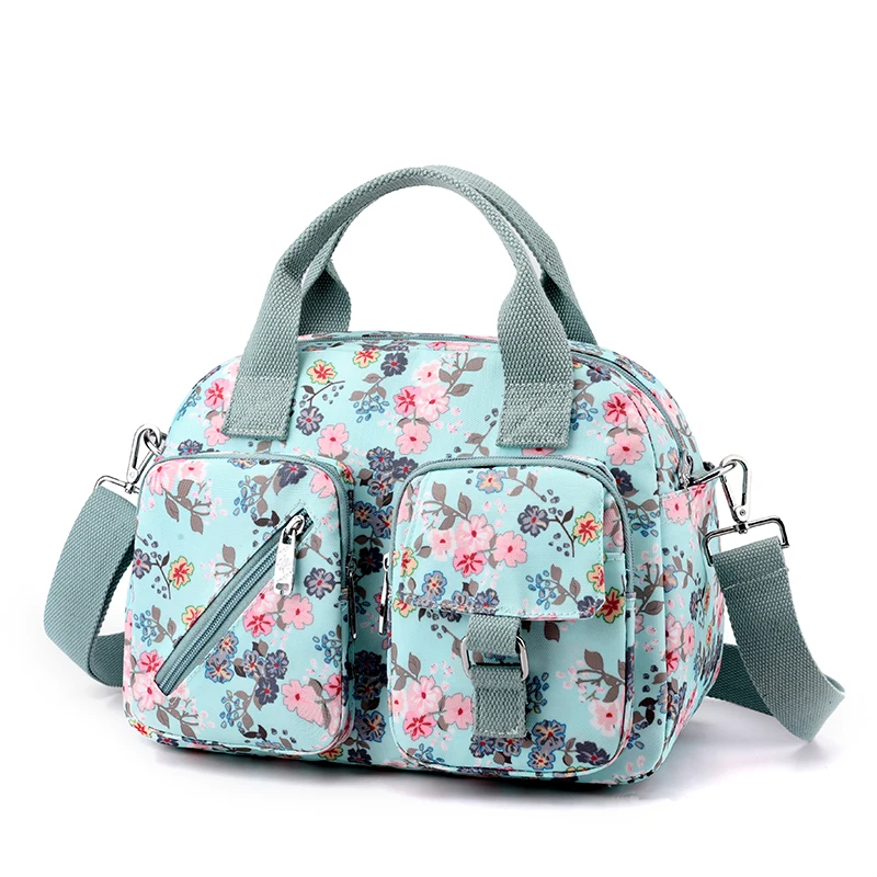 Wear-resistant Women Shoulder Crossbody Bag Printed Flower Top-Handle Bags Female Nylon Tote bag Handbags Middle-aged Mommy Bag