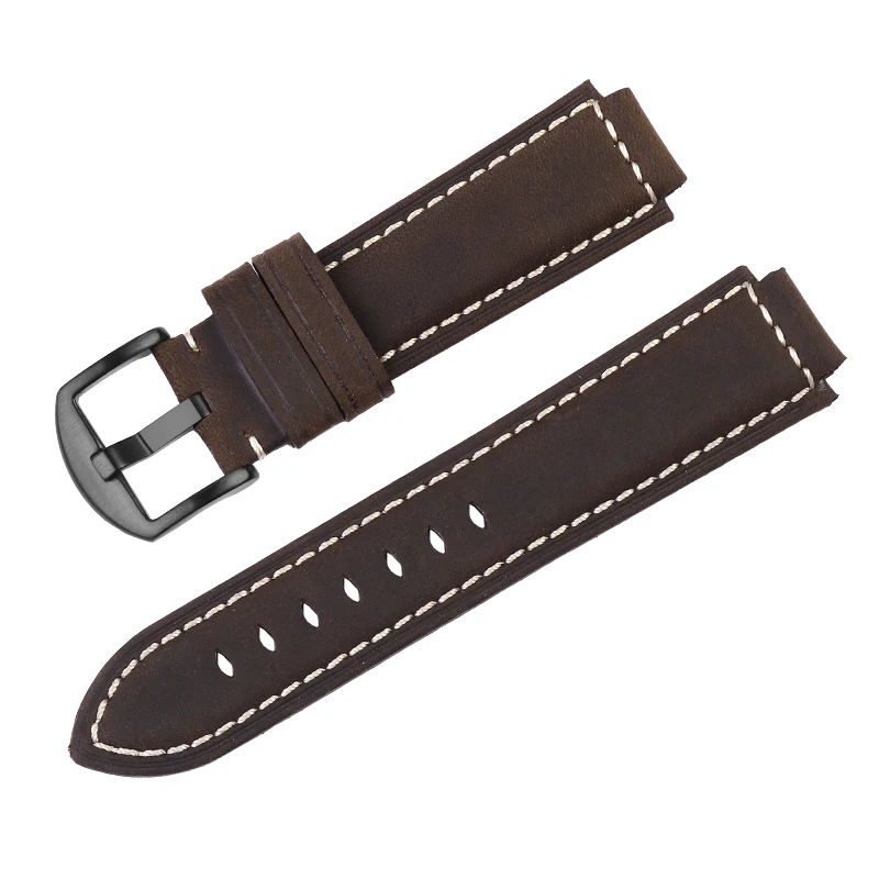 Vintage Crazy Horse Cow Leather Watchband for MAURICE LACROIX AIKON Series AI6008 AI6038 ai6058 Convex Strap Frosted Bracelet