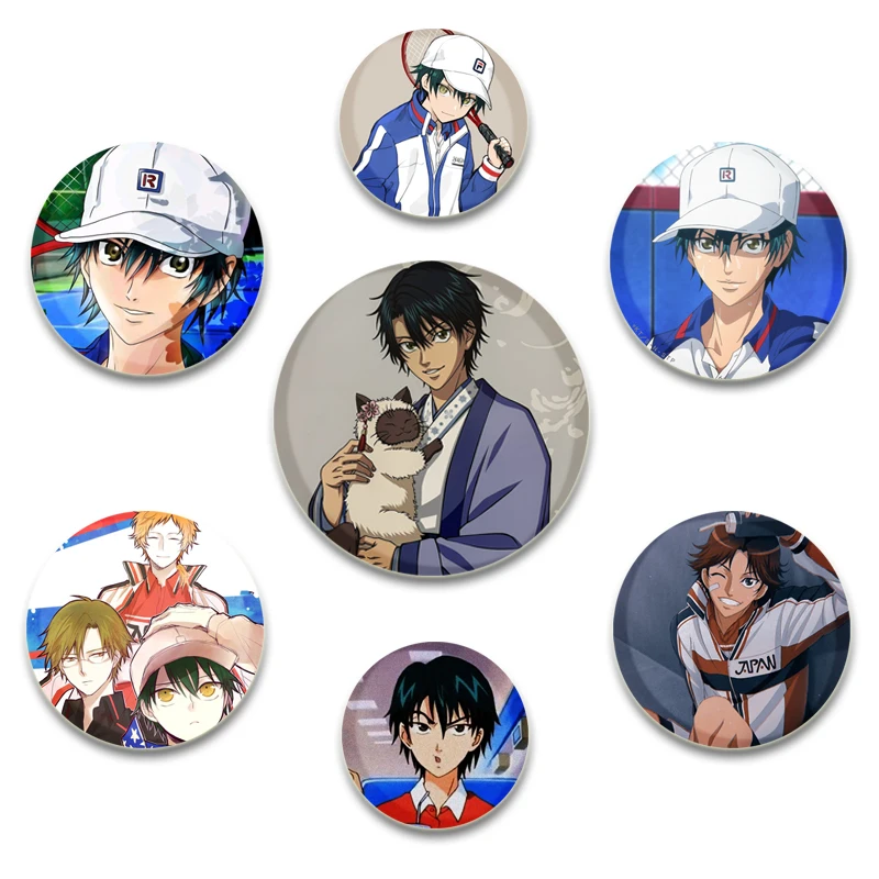 Anime The Prince of Tennis Badge Round Soft Button Pin Creative Character Brooches for Backpack Clothes Decoration Fashion Gifts