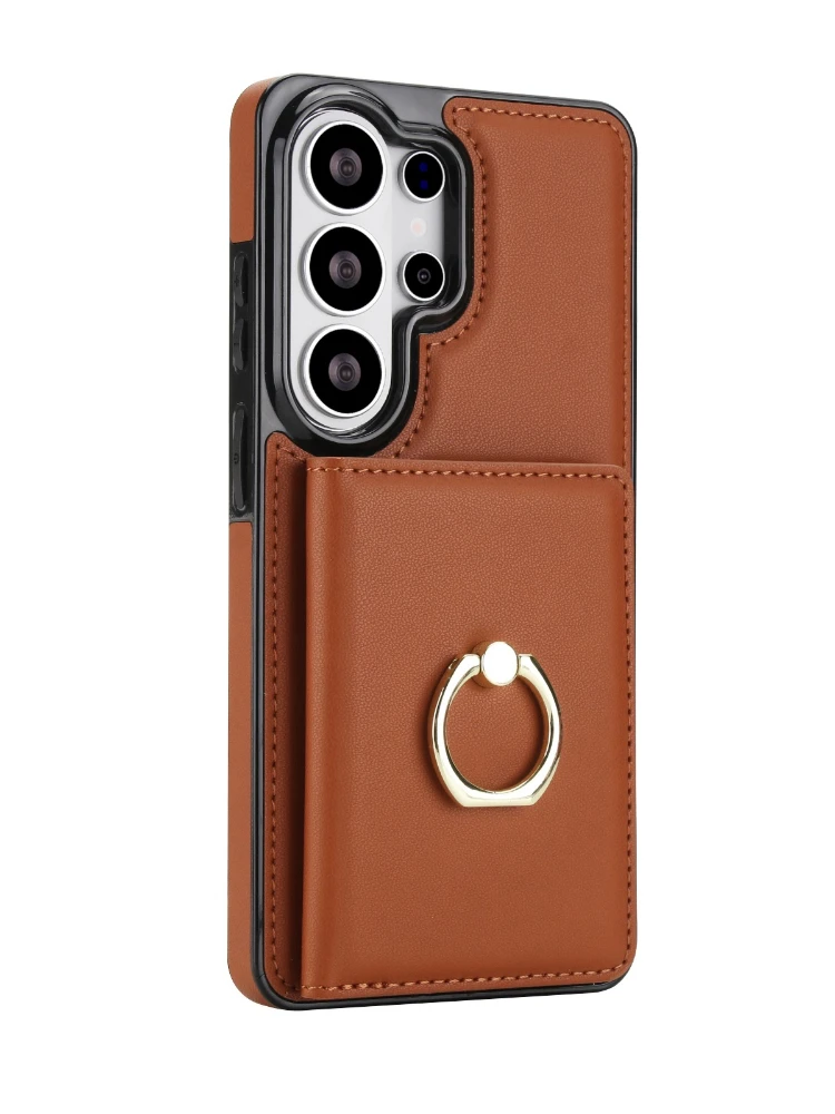 Samsung Galaxy S23 S24 S25 S26 Ultra Plus A56 A36 A26 A16 A55 A35 A15 lederen portemonnee hoesje met kaarthouder en ringstandaard - afbeelding 2