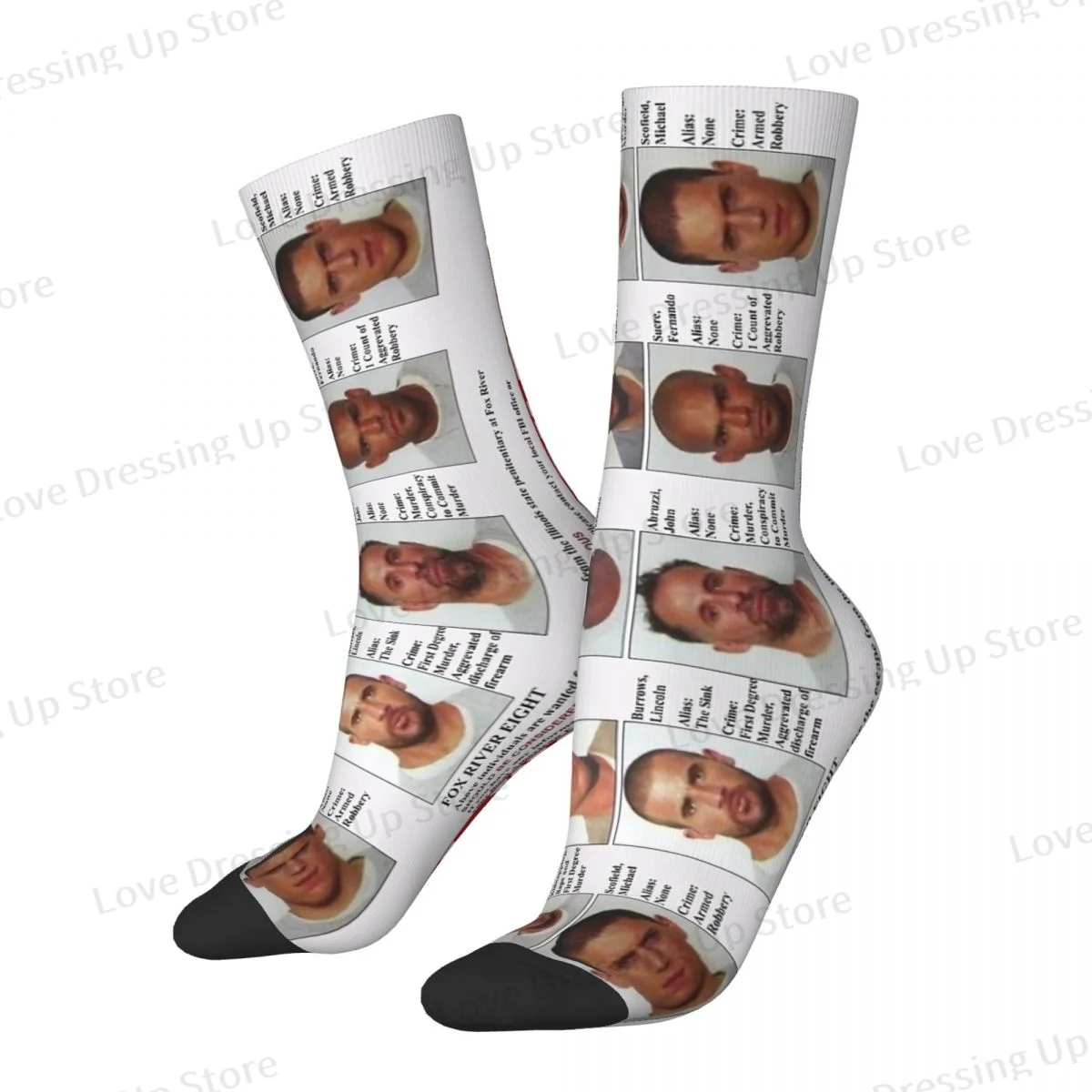 Prison Break FBI Wanted Poster Men Women Socks Cycling Novelty Suitable for all seasons Stockings Gift