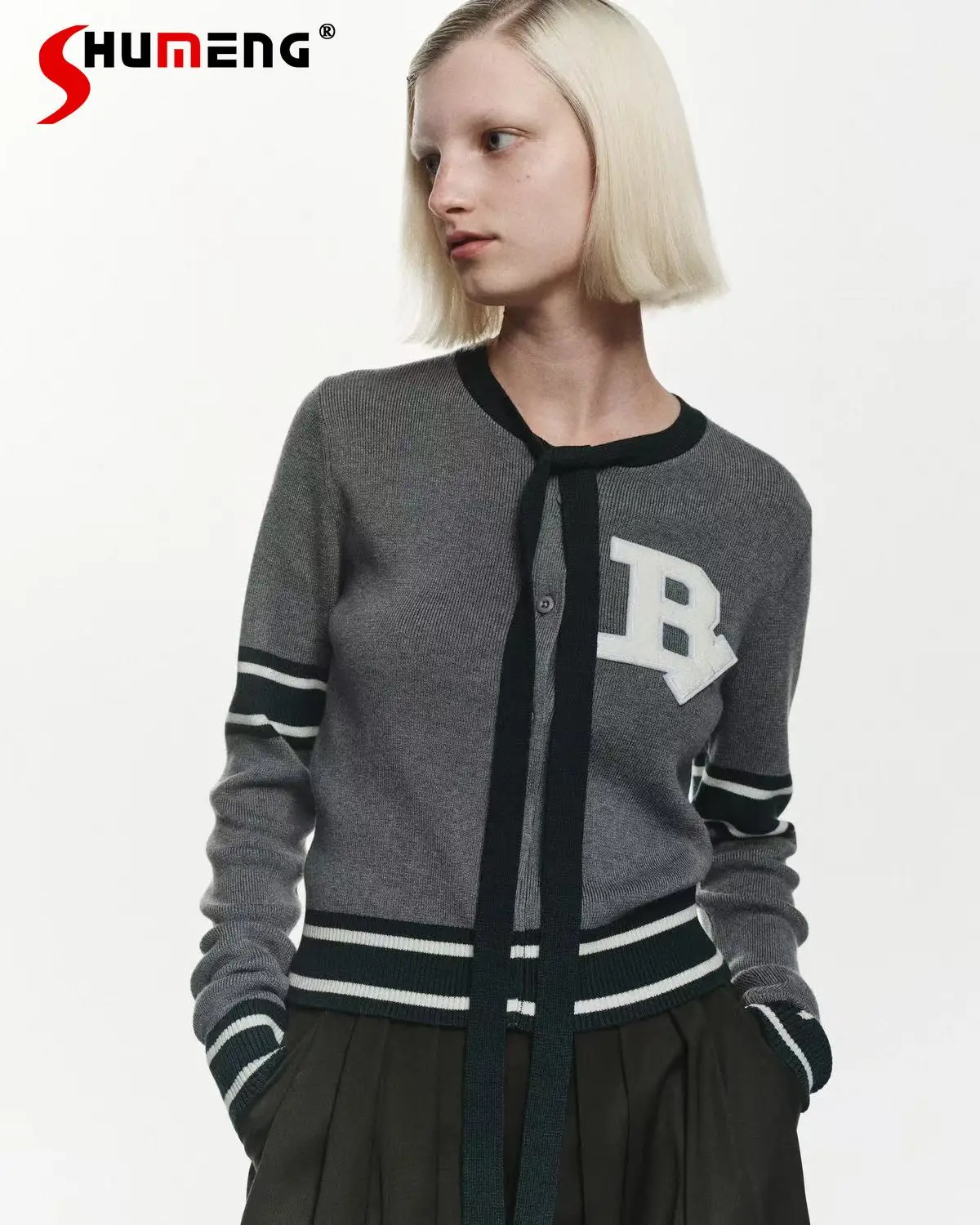 

Japanese Fashion Sweet Short Knit Cardigan Spring Autumn New Women's Slim Fit Letter Patch Knit Jacket College Style Knit Coat