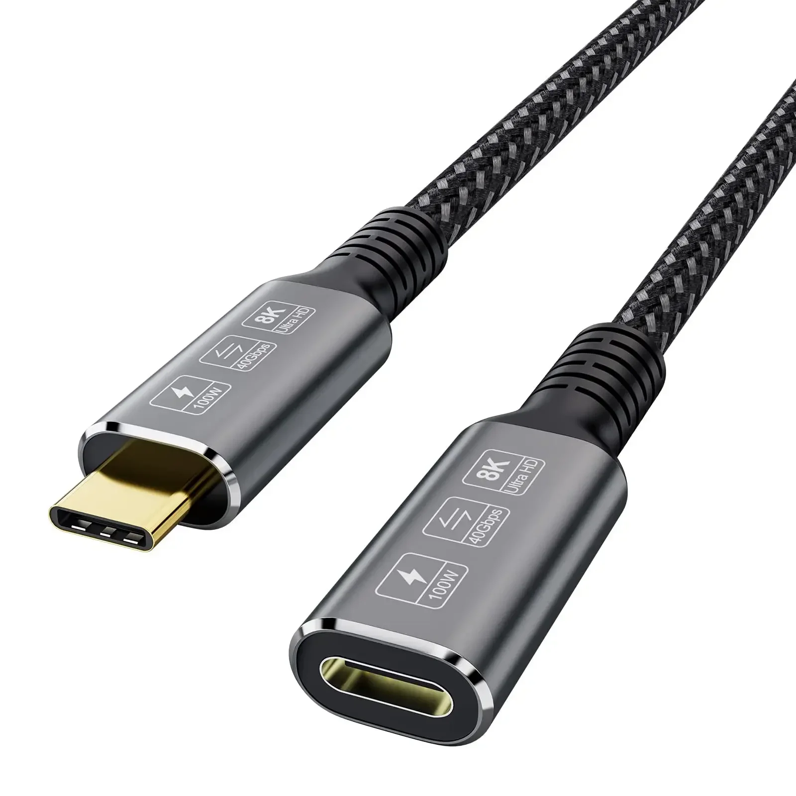 USB4 8K Cable Thunderbolt 4 Compatible USB 4 Type-c Male to Female Extension Cable  Compatible with External SSD eGPU