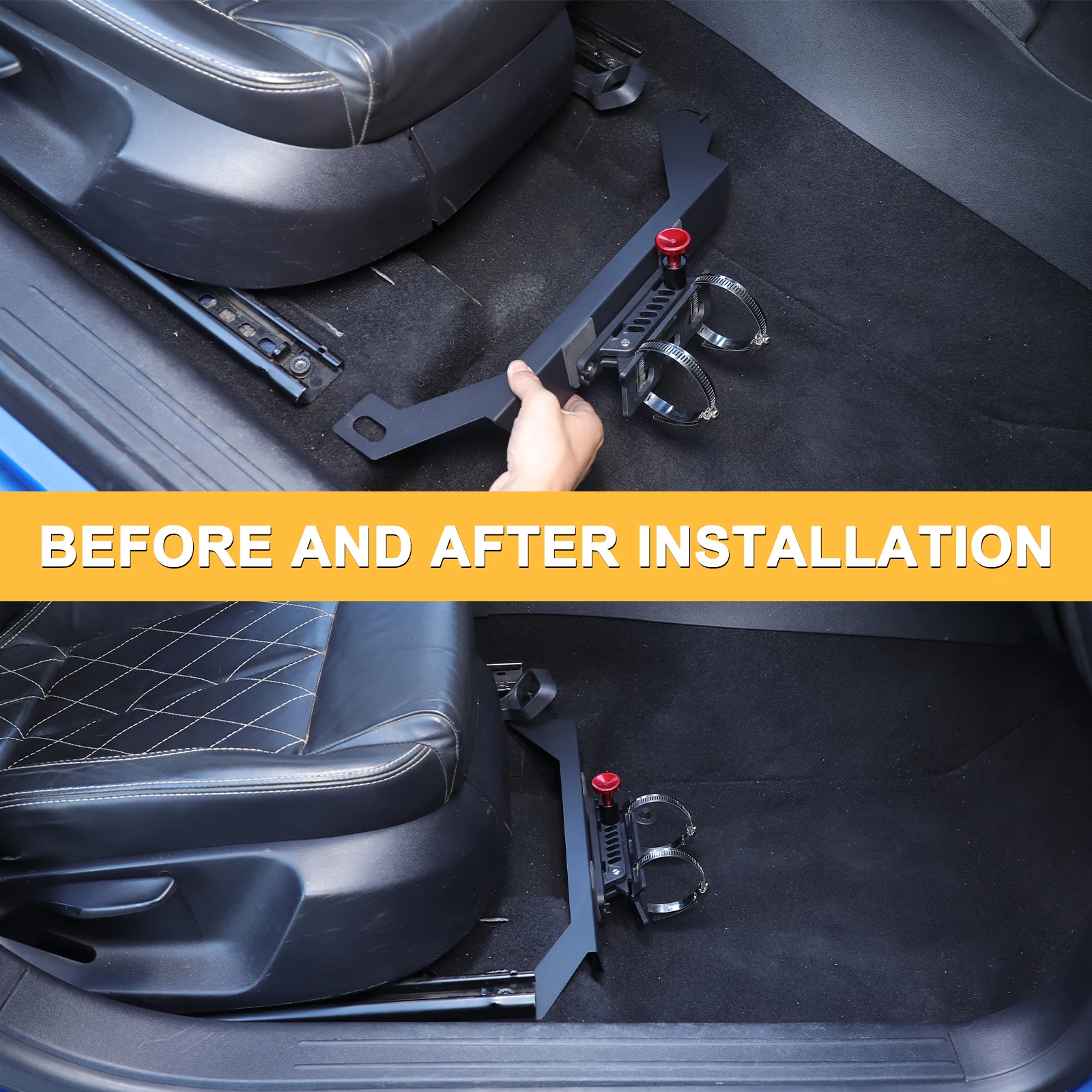 

For SEAT Leon León Mk2 1P 2008-2012 Carbon Steel Black Car Seat Adjustable Fire Extinguisher Bracket Under Seat Accessories