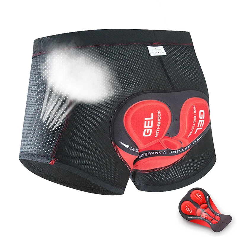 Fualrny-pantalones cortos de ciclismo transpirables para hombre, ropa interior con almohadilla de Gel 5D, a prueba de golpes, para bicicleta de