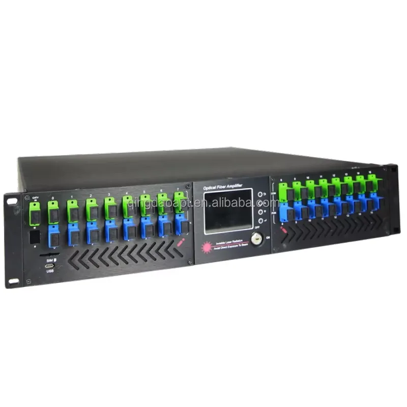 Fiber Optic Signal with 16 Ports 22 DBm 16X23Db1550  Catv Fiber Optical Amplifier SC APC Connector  WDM 4 8 32EDFA