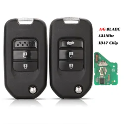jingyuqin HLIK6-3T TWB1G721 Remote Key 434Mhz ID47 Chip For Honda Civic Accord City CR-V Jazz XR-V Vezel HR-V FRV A/G Blade 2/3B