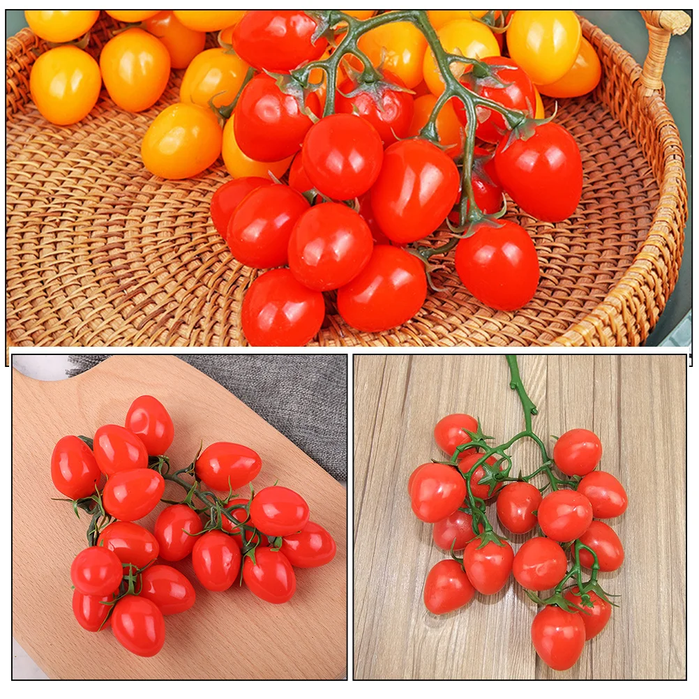 

Artificial Cherry Tomatoes Lifelike Fake Fruit Decor Realistic Simulation Bunch Foams Models For Home Festival Decoration