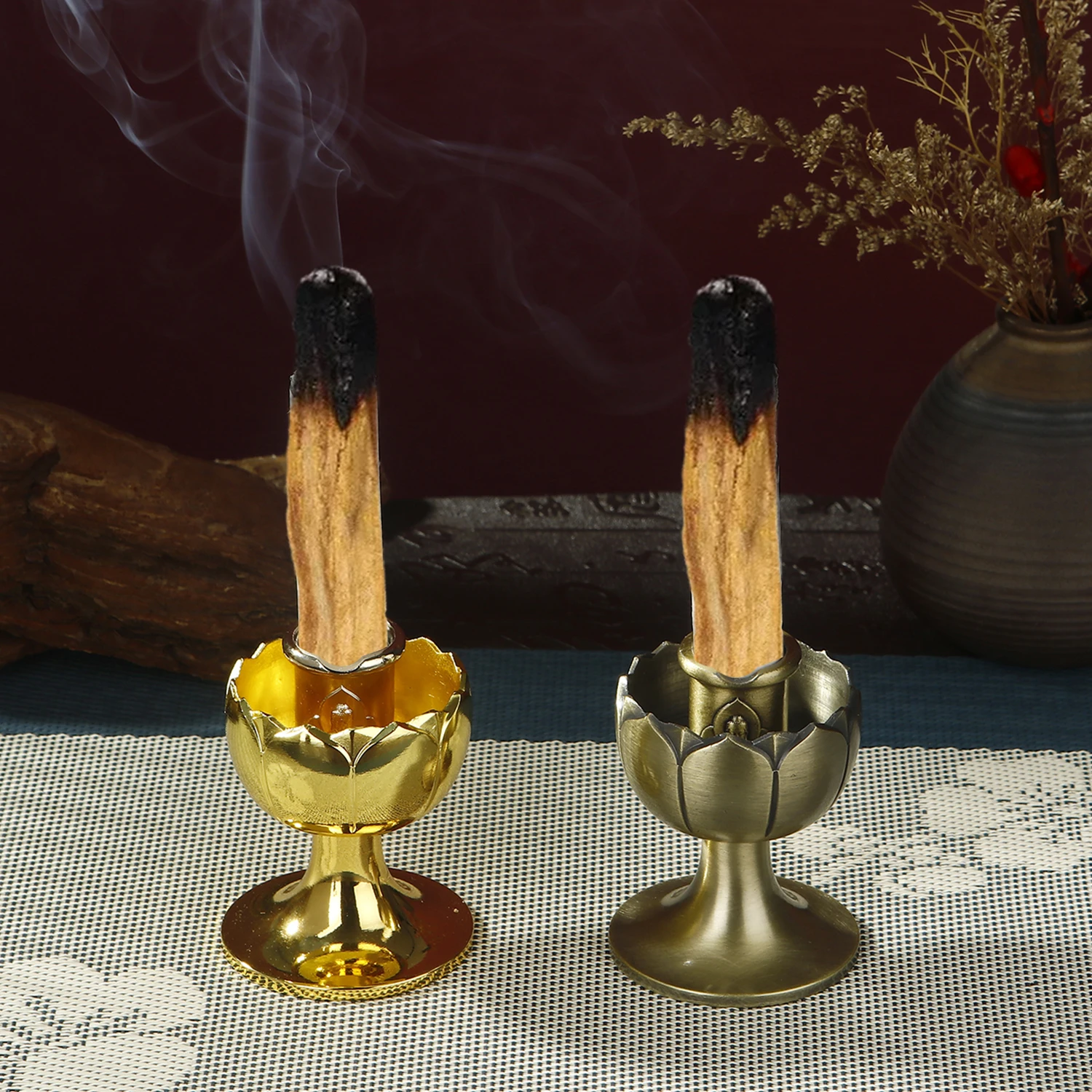 Lotus Palo Santo Sticks Holder Holy Wood Incense Burner Sage Holder Incense Holder Ash Catcher Tray for Meditation Yoga Room