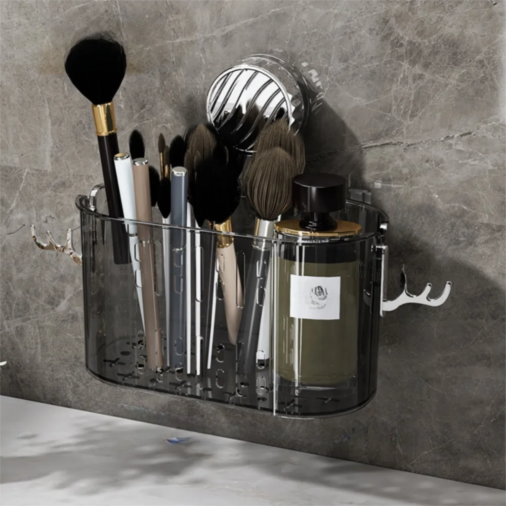 

Light Luxury Suction Cup Shower Shelf Antler Removable Wall Mounted Storage Rack Organizer Save Space Draining Basket Holder