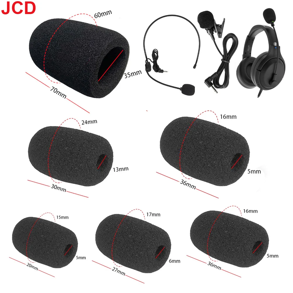 JCD 10pcs Mini Microphone Foam Covers Mic Protector Covers Replacement Headset Windshield Sponge Cover Microphone Cover For Mic