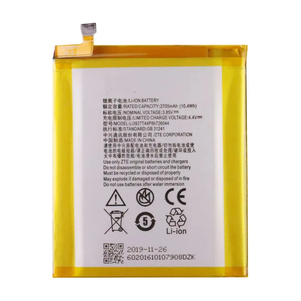 

Новейшая батарея для ZTE Blade Spark Z971 3140 мАч 3.85 В Li3927T44P8h726044 12.1 Втч