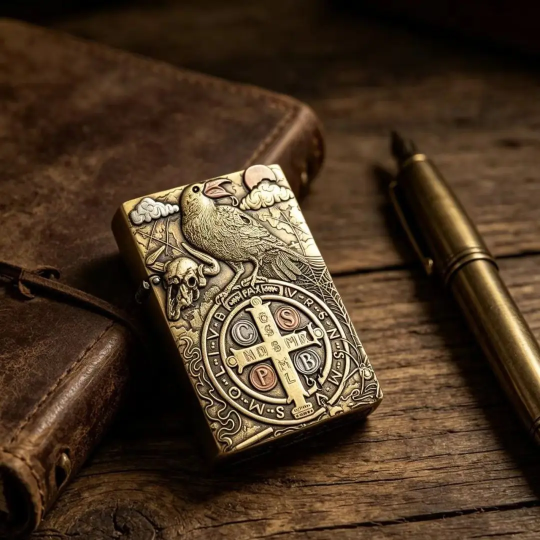 

New brass inlaid Constantine lighter, ultra-thin handmade inlaid lighter, cigarette accessories, men's gift