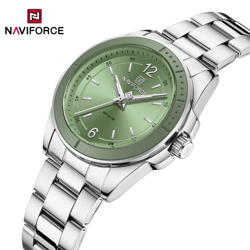 NAVIFORCE 5062 패션 여성 쿼츠 시계 캐주얼 손목 시계 방수 스테인레스 스틸 스트랩 간단한 숙녀 시계 reloj mujer