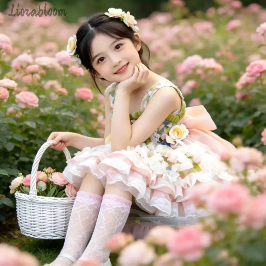 Girls' Floral Fairy-Themed Tulle Dress 3D Floral Flower Girl Gown Wedding Party Attire Dress свадебное платье