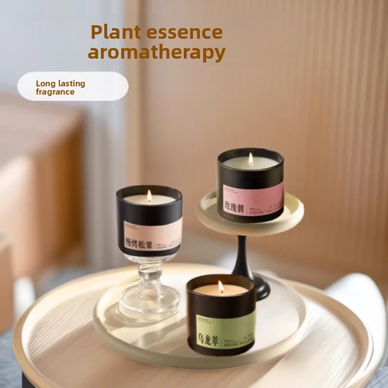 شمعة معطرة بخلاصة نباتية - ديكور منزلي لغرفة النوم على مدار 24 ساعة مع زيوت عطرية، عطر طبيعي للاسترخاء والعلاج العطري
