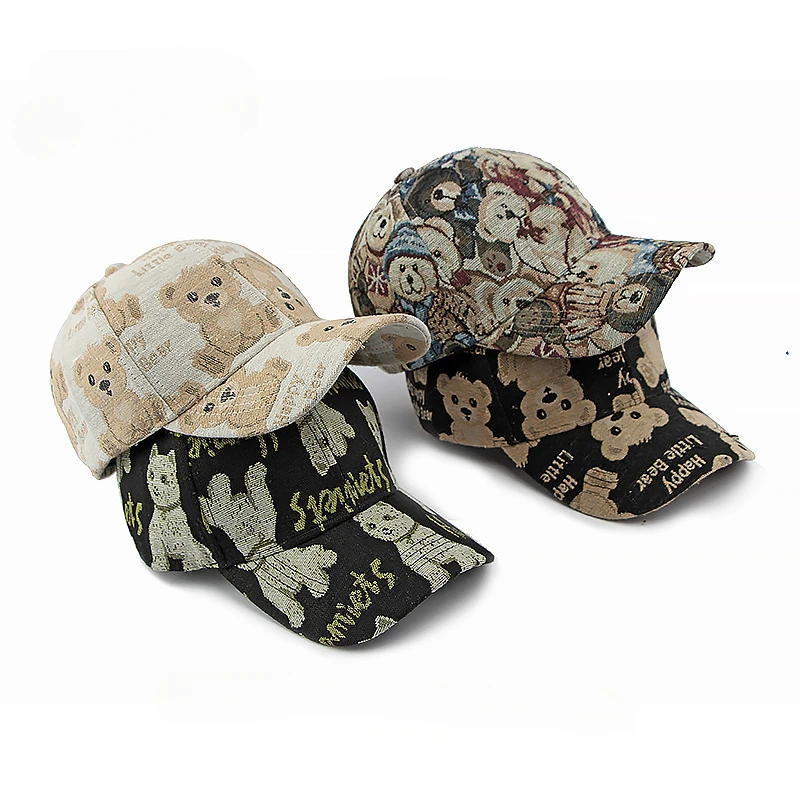 

Fashionable and Personalized Jacquard Bear Hat for Women Versatile for Sunscreen and Sunshade Baseball Hat Hardtop Women's Trend